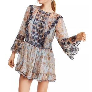Free People - Country Roads Embroidered Mini Dress